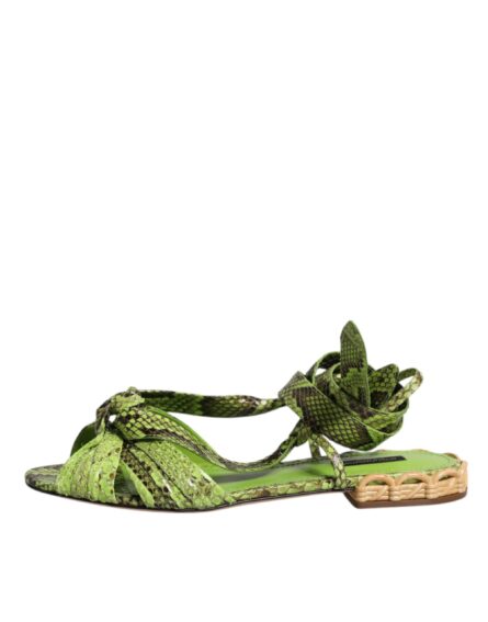Green Animal Print Ankle Wrap Sandals Shoes - Image 5