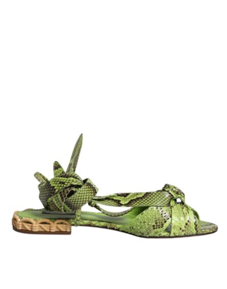 Green Animal Print Ankle Wrap Sandals Shoes - Image 6
