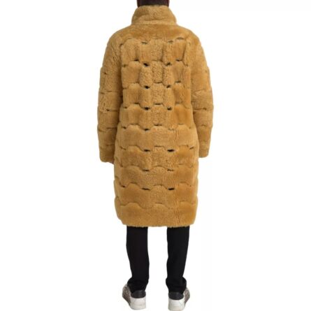 Yellow Wool Long Teddy Coat Jacket - Image 3