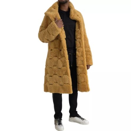 Yellow Wool Long Teddy Coat Jacket - Image 5