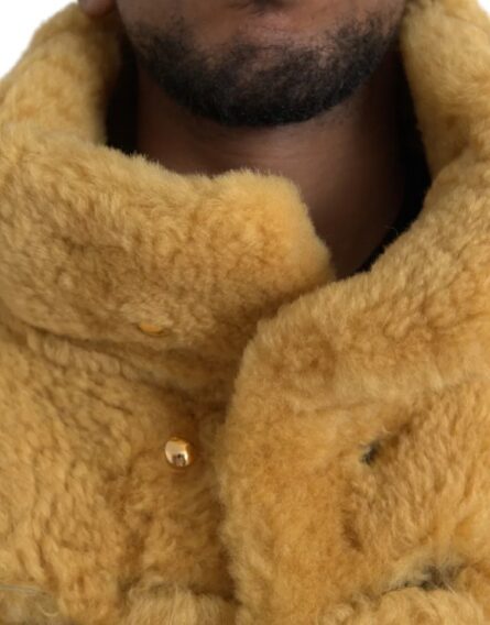 Yellow Wool Long Teddy Coat Jacket - Image 8