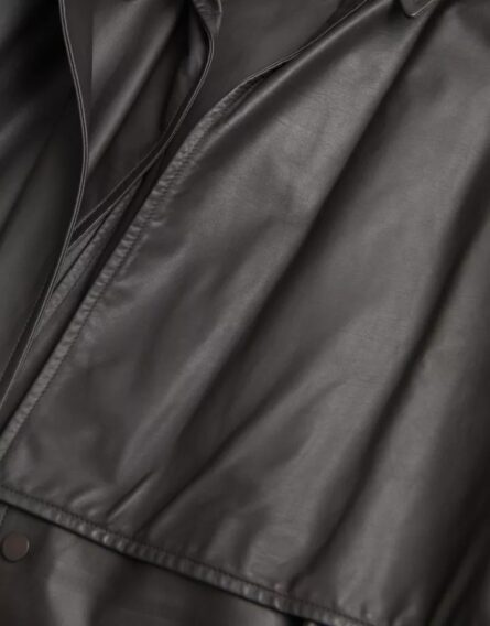 Black Leather Men Waterproof Trenchcoat Jacket - Image 6
