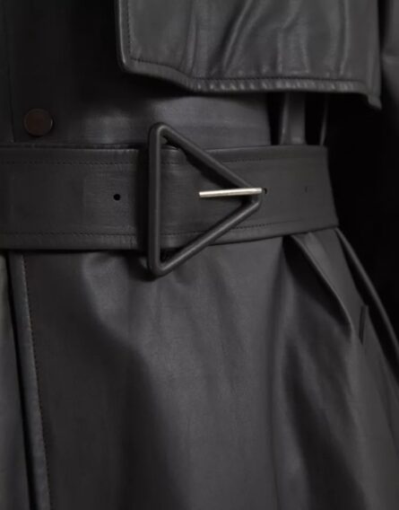 Black Leather Men Waterproof Trenchcoat Jacket - Image 8