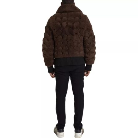 Brown Fur Lamb Shearling Coat Jacket - Image 3