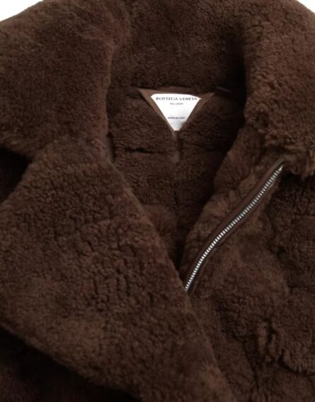 Brown Fur Lamb Shearling Coat Jacket - Image 6