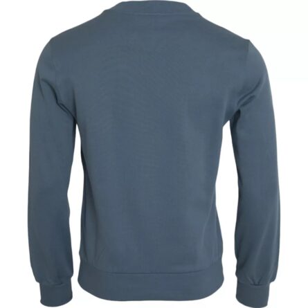 Blue Cotton Logo Patch Crew Neck Men Pullover Sweater - Image 4