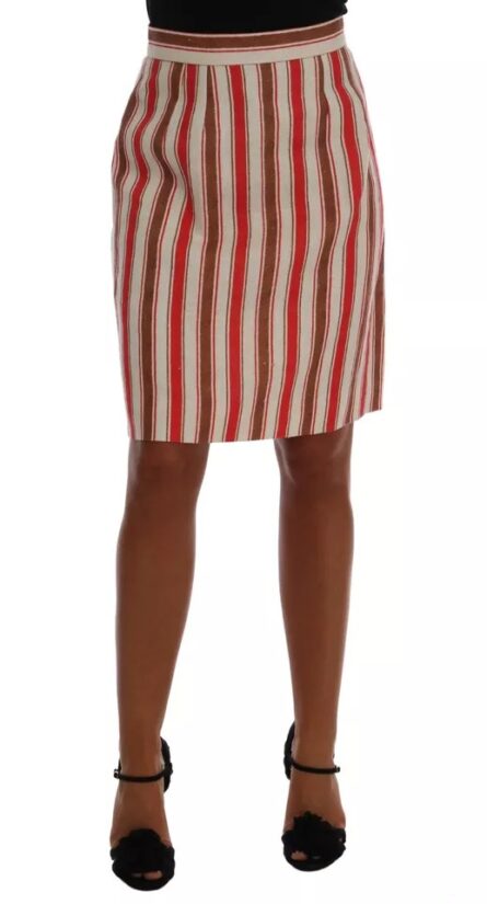 Multicolor Portofino Stripes Cotton Midi Skirt - Image 4