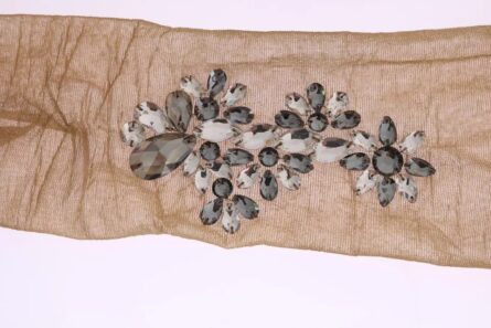 Gold Stretch Floral Clear Crystal Stocking Socks - Image 5
