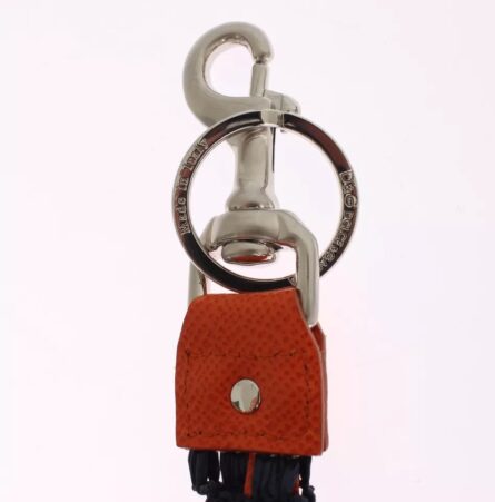 Red Yellow Raffia Leather Clasp Finder Keyring Keychain - Image 4