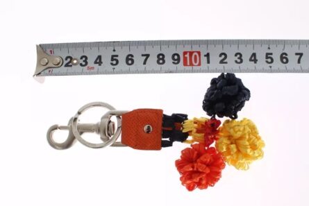 Red Yellow Raffia Leather Clasp Finder Keyring Keychain - Image 5