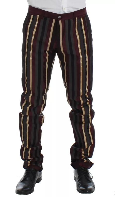 Multicolor Striped Runway 3 Piece Slim Fit Vest Suit - Image 4