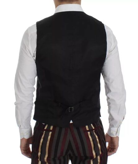 Multicolor Striped Runway 3 Piece Slim Fit Vest Suit - Image 5