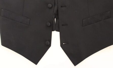 Black Wool Silk Dress Gilet Jacket Vest - Image 7