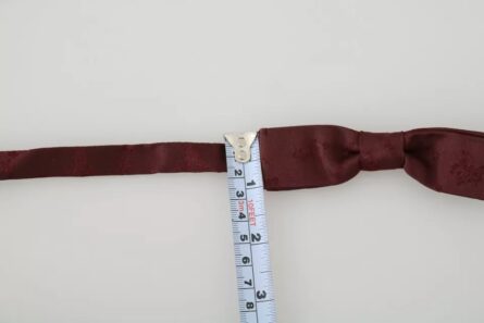 Bordeaux Silk Floral Faille Adjustable Bow Tie - Image 6