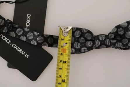 Black Silk Circles Men Necktie Bow Tie - Image 6