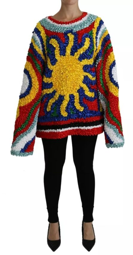 Multicolor Sun Ruffled Top Blouse Sweater - Image 2