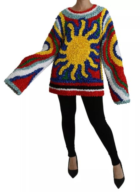 Multicolor Sun Ruffled Top Blouse Sweater - Image 4