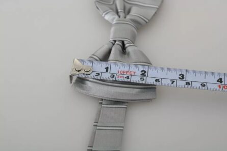 Light Gray Lining Adjustable Neck Butterfly Bow Tie - Image 5