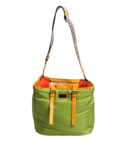 Green Nylon Padded Logo Plaque Tote Crossbody Bag - Image 5