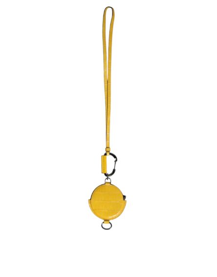 Yellow Round Leather DG Logo Coin Purse Lanyard Wallet - Image 2