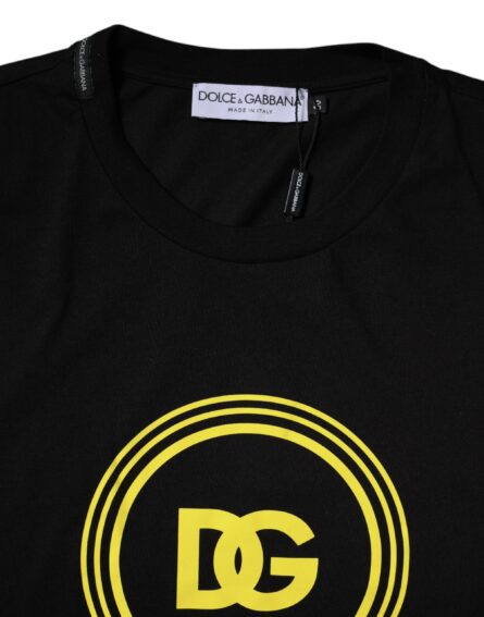 Black Logo Print Cotton Crew Neck T-shirt - Image 4