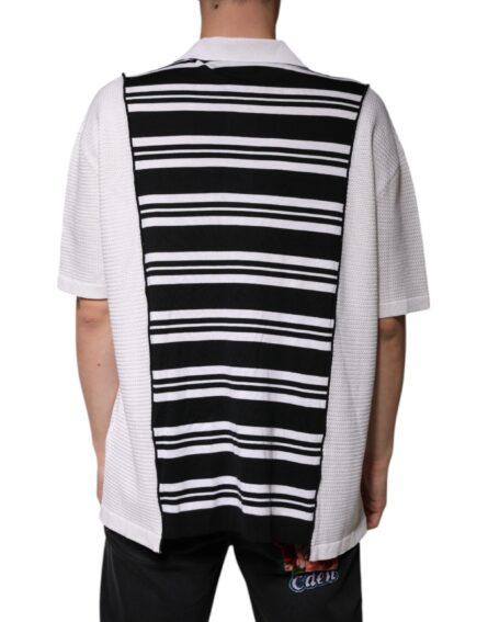 Black White Stripes Collared Polo T-shirt - Image 4