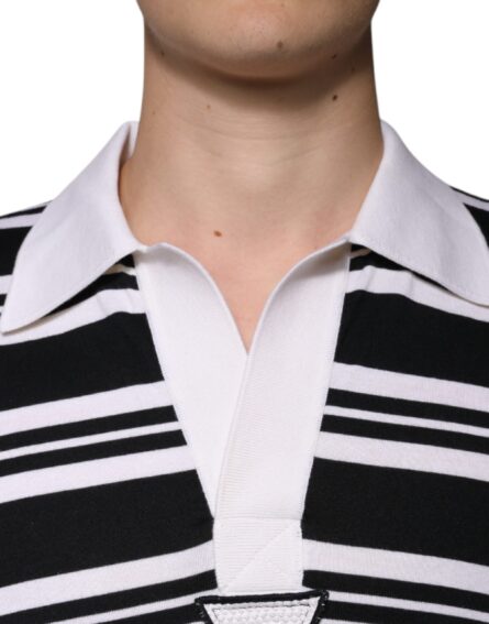 Black White Stripes Collared Polo T-shirt - Image 5