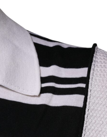 Black White Stripes Collared Polo T-shirt - Image 6