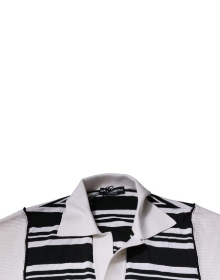 Black White Stripes Collared Polo T-shirt - Image 7