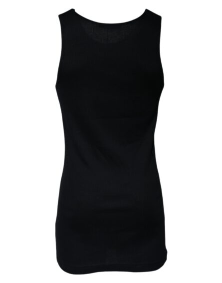 Black Cotton Sleeveless Round Neck Tank T-shirt - Image 4