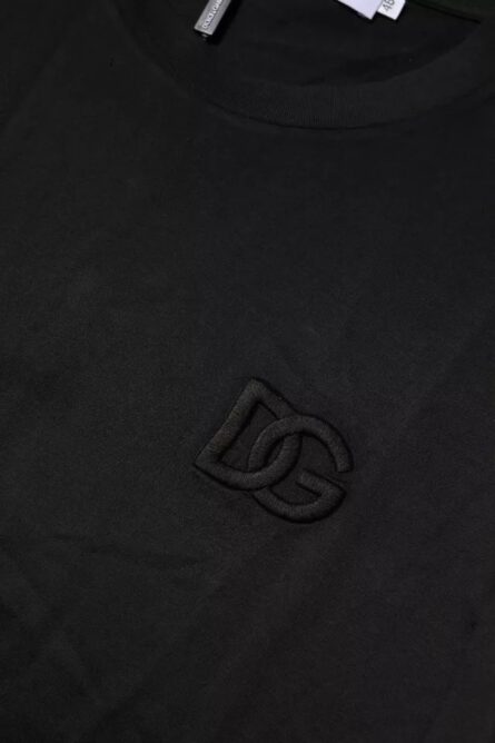 Black Cotton Crew Neck Short Sleeves T-shirt - Image 5