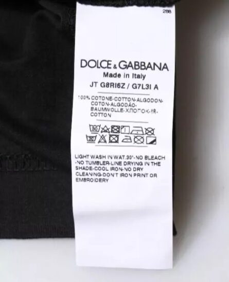 Black Cotton Crew Neck Short Sleeves T-shirt - Image 6