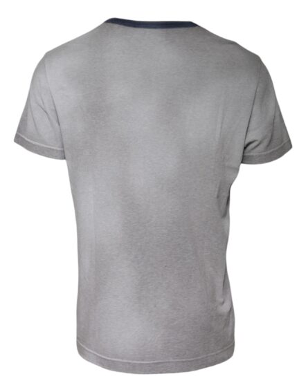 Gray Logo Print Cotton Crew Neck T-shirt - Image 4