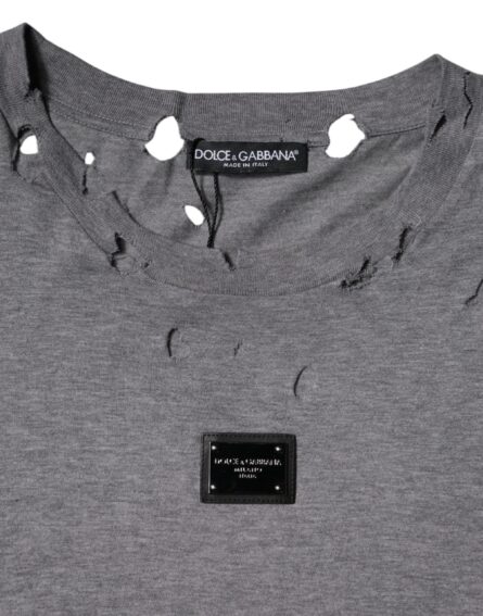 Gray Logo Crew Neck Short Sleeves T-shirt - Image 4