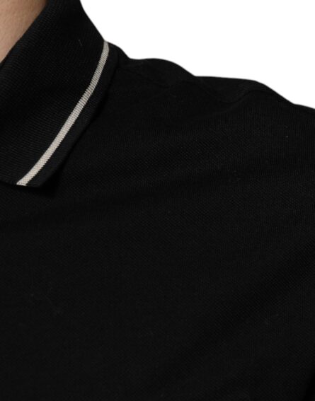 Black White Cotton Short Sleeves Polo T-shirt - Image 6