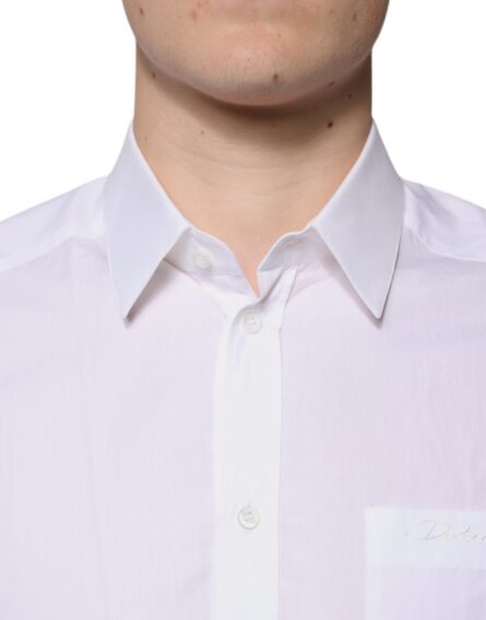 White Cotton Long Sleeves GOLD Dress Shirt - Image 5