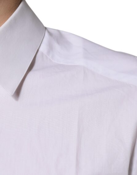 White Cotton Long Sleeves GOLD Dress Shirt - Image 6