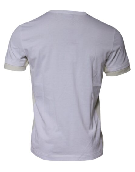 White Cotton Crew Neck Short Sleeves T-shirt - Image 3