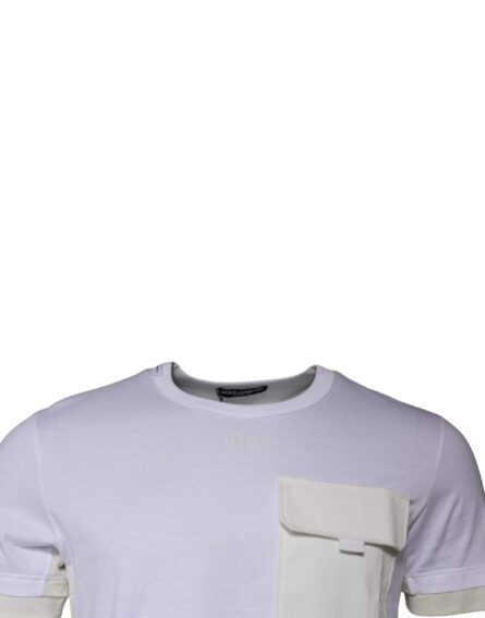White Cotton Crew Neck Short Sleeves T-shirt - Image 4