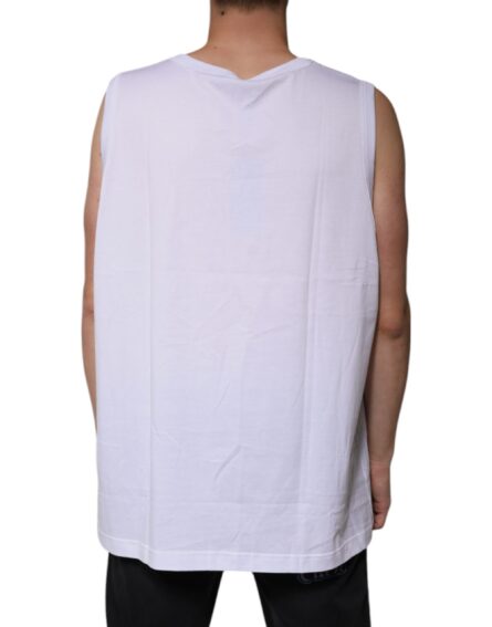White Cotton Sleeveless Round Neck Tank T-shirt - Image 4
