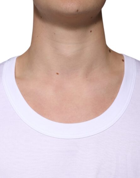 White Cotton Sleeveless Round Neck Tank T-shirt - Image 5
