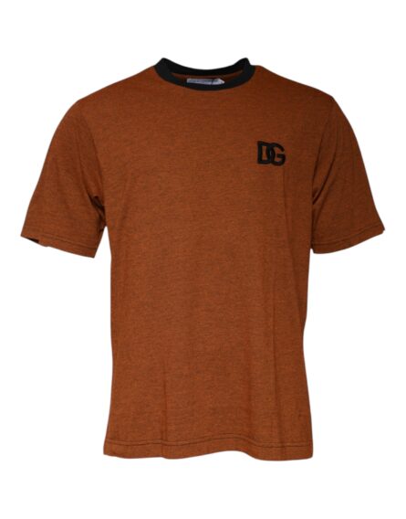 Brown DG Logo Polyester Crew Neck T-shirt - Image 2