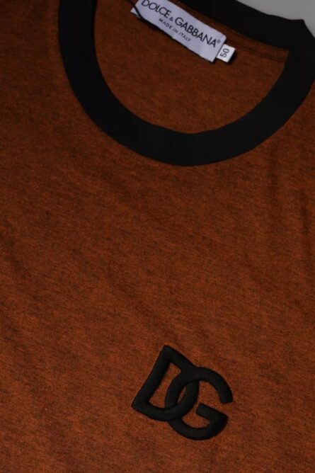 Brown DG Logo Polyester Crew Neck T-shirt - Image 6
