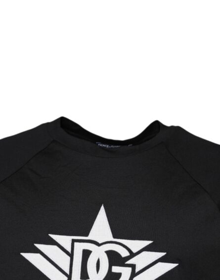 Black Logo Print Cotton Crew Neck T-shirt - Image 3