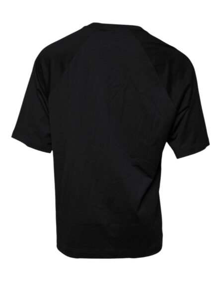 Black Logo Print Cotton Crew Neck T-shirt - Image 5