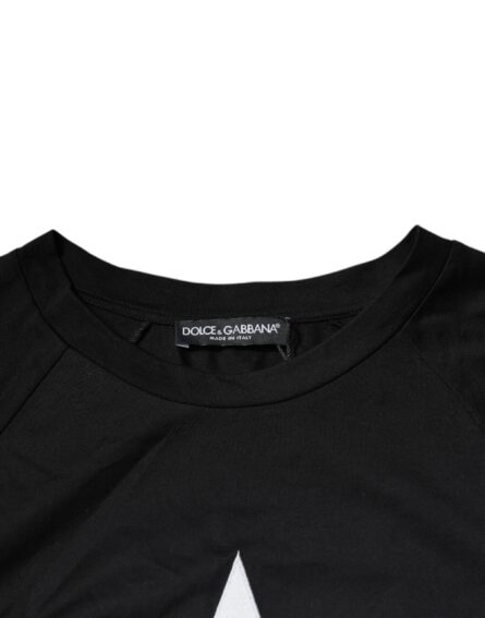 Black Logo Print Cotton Crew Neck T-shirt - Image 6