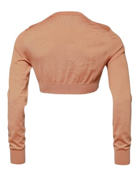 Beige Wool Crewneck Pullover Cropped Sweater - Image 5
