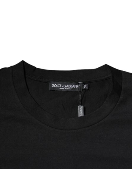 Black DG Logo Print Cotton Crew Neck T-shirt - Image 6