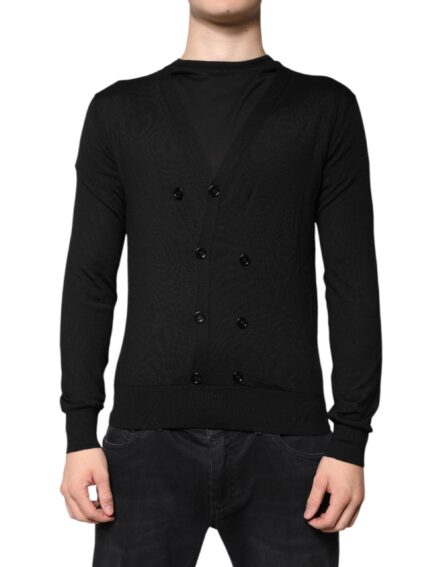 Black Cashmere Button Down Cardigan Sweater - Image 2