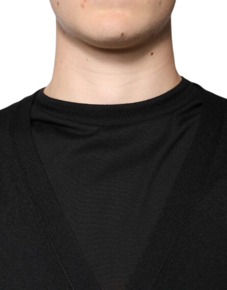 Black Cashmere Button Down Cardigan Sweater - Image 5